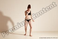 Underwear Martial art Woman White Moving poses Slim medium brown Dynamic poses Academic